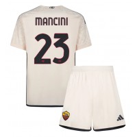 Camiseta AS Roma Gianluca Mancini #23 Segunda Equipación Replica 2023-24 para niños mangas cortas (+ Pantalones cortos)